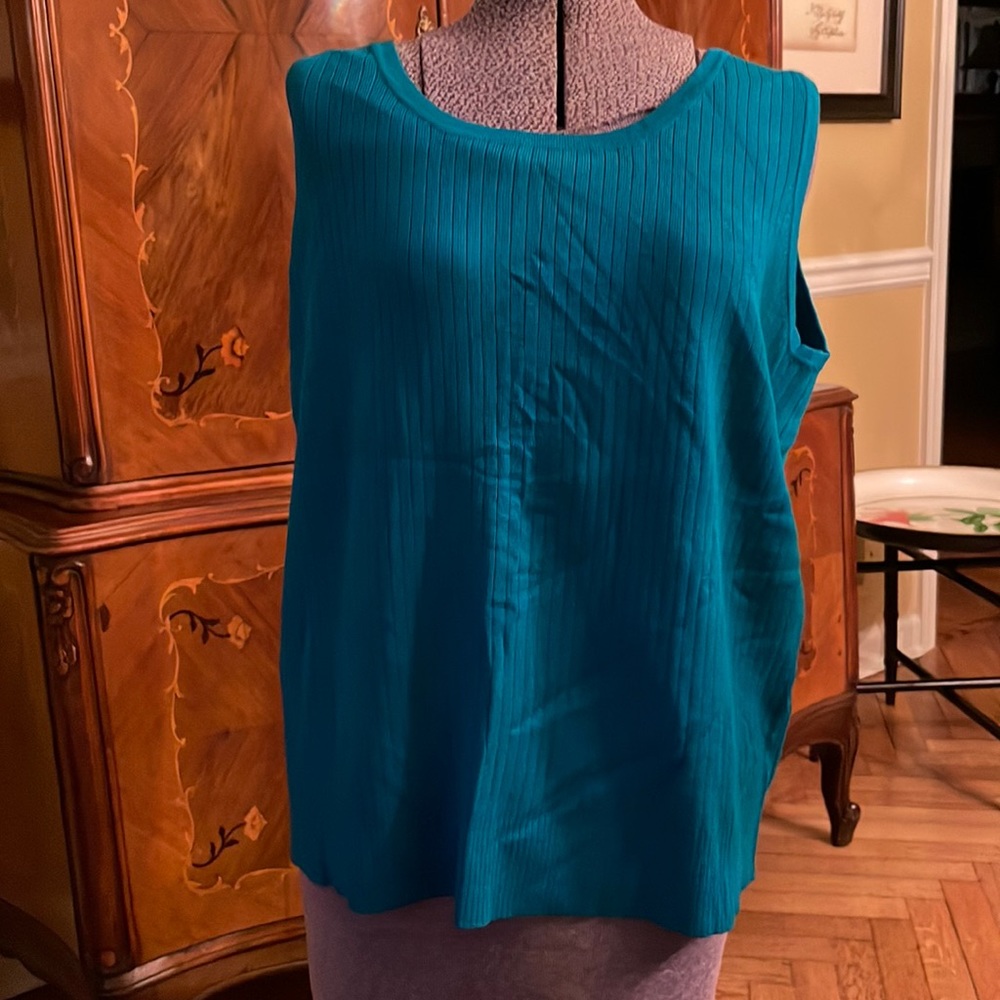 NWOT turquoise sleeveless ribbed 2X ribbed sweater